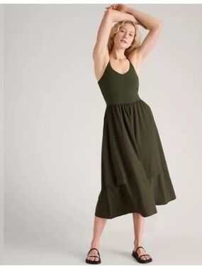 Athleta green Elation v-neck hybrid dress midi womens LP NWT travel casual